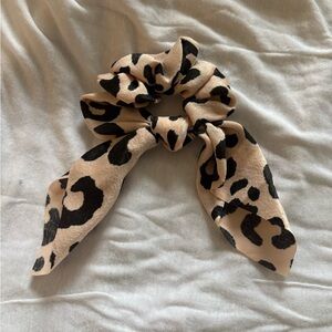 Leopard Print Satin Hair Scrunchie